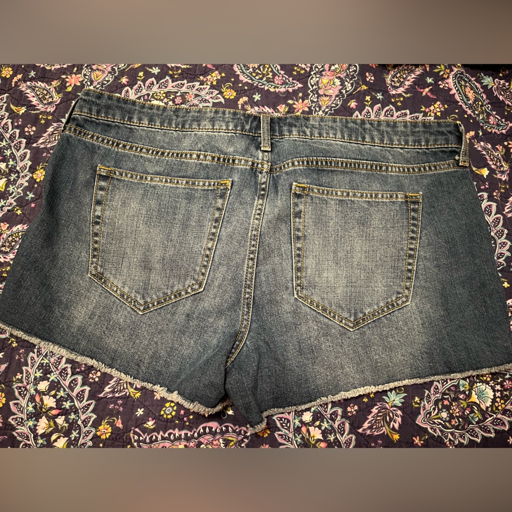 GAP Blue Denim Sexy Boyfriend Shorts with Red and Blue Floral Embroidery 16 - Picture 7 of 7